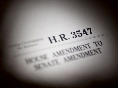 Texto da lei orçamentária dos EUA para 2014. / Andrew Harrer (Bloomberg)