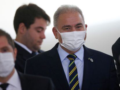 O ministro da Saúde, Marcelo Queiroga, participa de cerimônia no Palácio do Planalto em 2 de setembro.