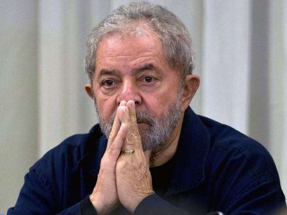 O ex-presidente Lula na reuni&atilde;o do PT, em S&atilde;o Paulo.
