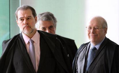 Ministros Dias Toffoli, Marco Aurélio Mello e Celso de Mello em outubro de 2018. 