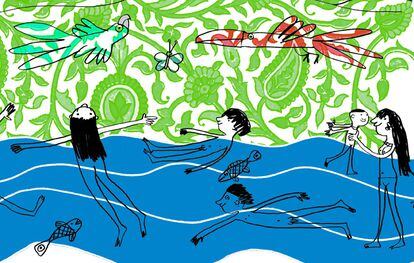 Ilustração de Mariana Massarani para o livro infantil 'Banho!'.
