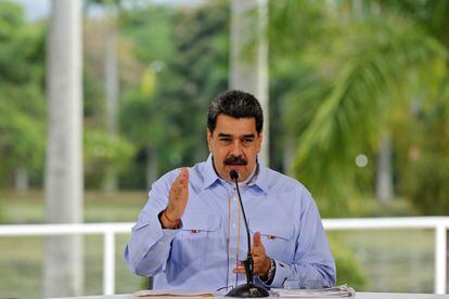 Nicolás Maduro durante um pronunciamento no Palácio de Miraflores.