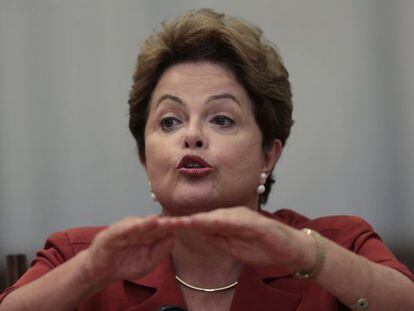 A presidenta Dilma em uma coletiva em Bras&iacute;lia. 