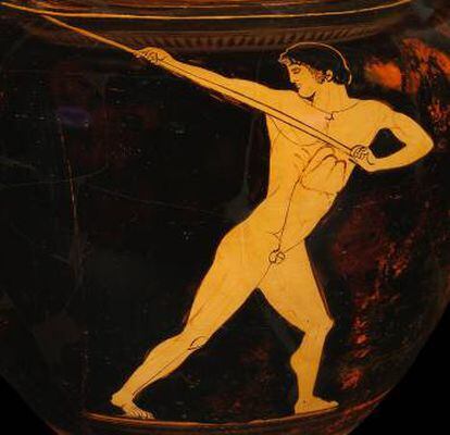 Desenhos de um vaso da antiga Grécia, do Museu Olímpico de Lausanne.