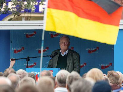 Alexander Gauland, copresidente do AfD, em um ato de campanha em Bautzen (Saxônia).