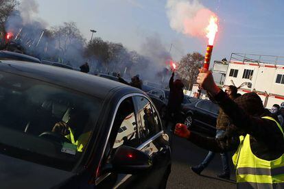 Um dos protestos de motoristas do Uber na semana passada em Paris.