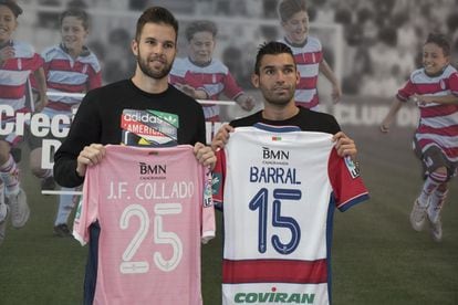 Granada apresenta o goleiro Jesús Fernández (esq.), que chegou por empréstimo, e o atacante David Barral.