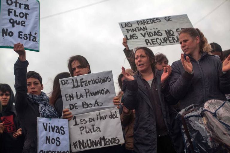 Protesto contra a violência machista em Mar del Plata no fim de semana passado.