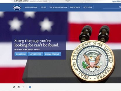 Captura de tela do link para o site em espanhol da nova Casa Branca.