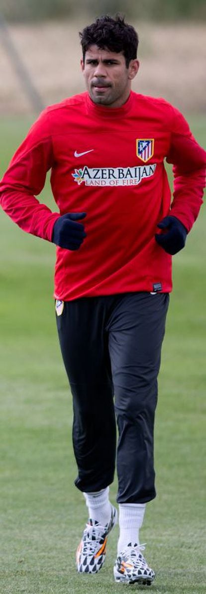 Diego Costa, no último treinamento.