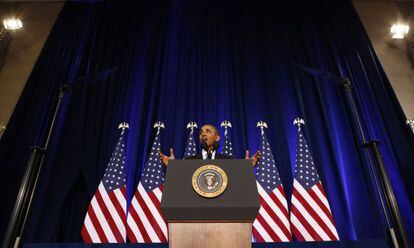 Barack Obama em discurso sobre a NSA, na semana passada.