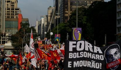 Manifestação contra Bolsonaro na avenida Paulista, em 3 de julho.
