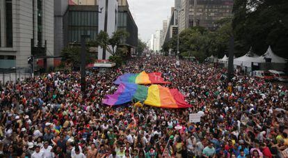 Parada Gay em São Paulo.