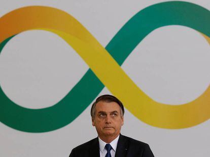 Bolsonaro, durante a cerimônia que marcou os 100 dias de seu governo.