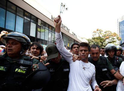 Leopoldo López durante uma manifestação