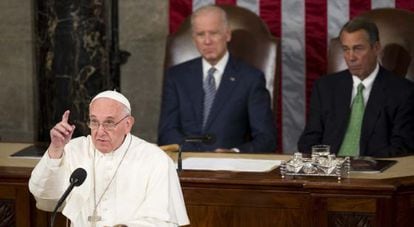 O papa Francisco no Congresso dos Estados Unidos nesta quinta-feira.