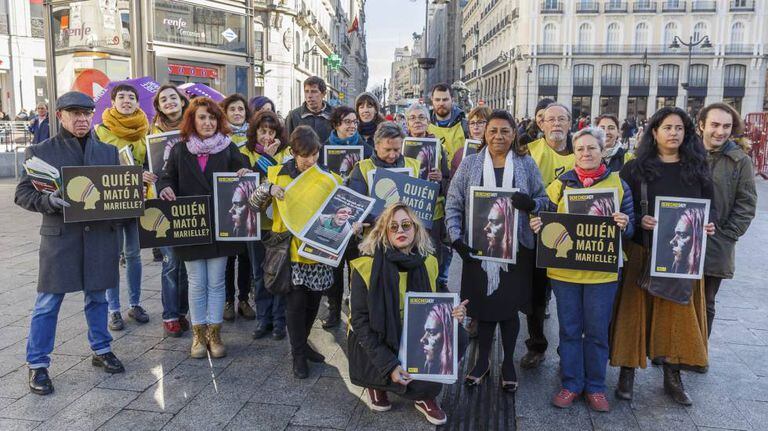 Concentração por Marielle Franco na Porta do Sol, em Madri.