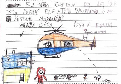 Um dos desenhos enviados crianças da Maré à Justiça do Rio.