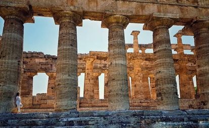 Templo de Hera, no sítio arqueológico de Paestum (Itália).