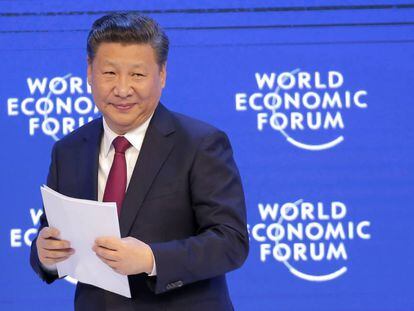 O presidente chinês, Xi Jinping, no Fórum Econômico Mundial.