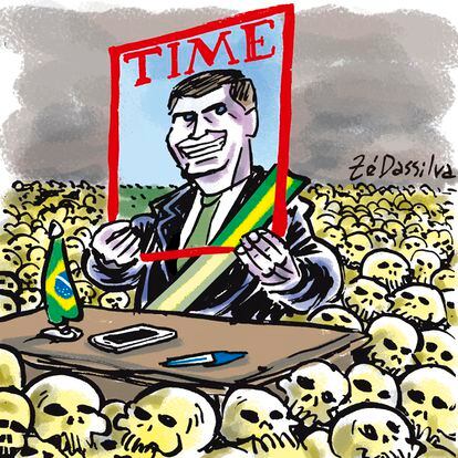 Charge de Zé Dassilva sobre Jair Bolsonaro ter sido escolhido personalidade do ano em enquete da revista "Time'