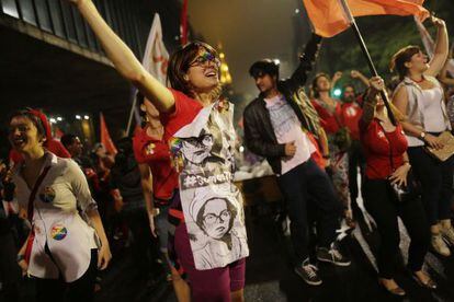 Apoiadores de Dilma Rousseff na Avenida Paulista.