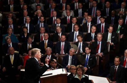 O presidente Donald Trump, durante seu discurso.