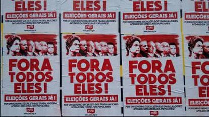 Cartaz do esquerdista PSTU pede eleições gerais em São Paulo.