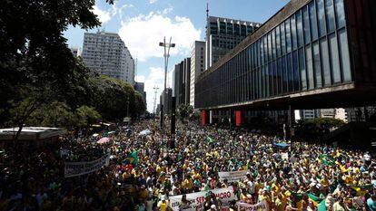 A manifestação na av. Paulista.