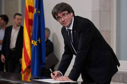 Puigdemont, em 10 de outubro no Parlamento catalão.