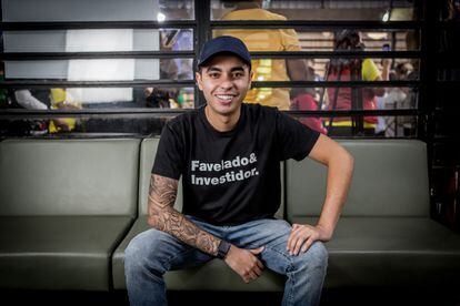 Murilo Duarte, mais conhecido como Favelado Investidor, durante evento em Paraisópolis.