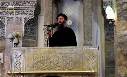 Abu Bakr al-Bagdadi, em sua única aparição pública.