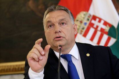 O primeiro-ministro da Hungria, Viktor Orban, durante uma entrevista coletiva em Viena, no dia 24 de setembro.