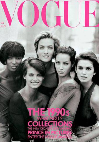 A capa da &#039;Vogue&#039; com as supermodelos dos anos 90 fotografadas por Peter Lindberg.