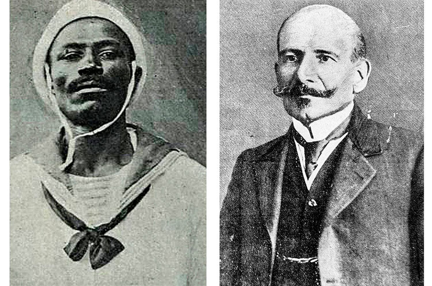 João Cândido, apelidado de Almirante Negro; e Hermes da Fonseca, o presidente da República.