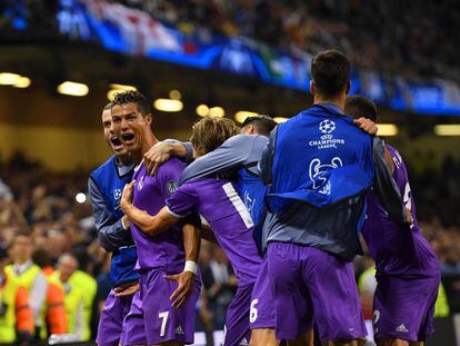 Cristiano Ronaldo festeja seu segundo gol contra a Juve.