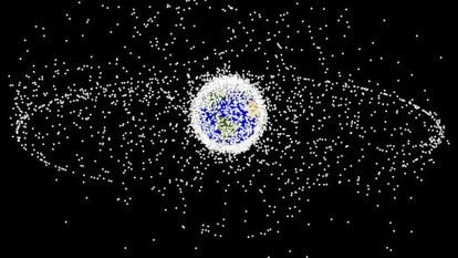 Imagem do lixo espacial que orbita a Terra.
