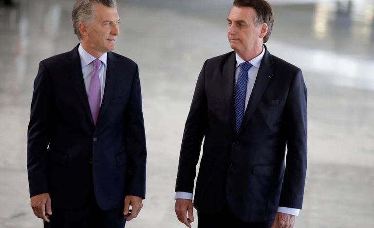 Mauricio Macri e Jair Bolsonaro, no encontro em Brasília nesta quarta-feira.