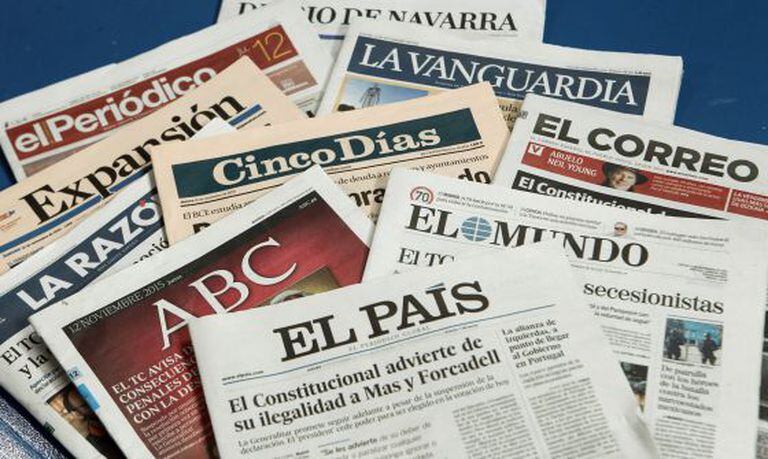 Capa dos jornais espanhóis nesta quinta-feira.