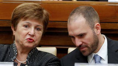 A diretora-gerente do FMI, Kristalina Georgieva, e o ministro da Economia argentino, Martín Guzmán.