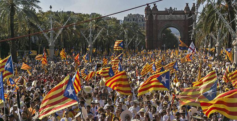 Manifestação nacionalista catalã em 11 de setembro de 2016.