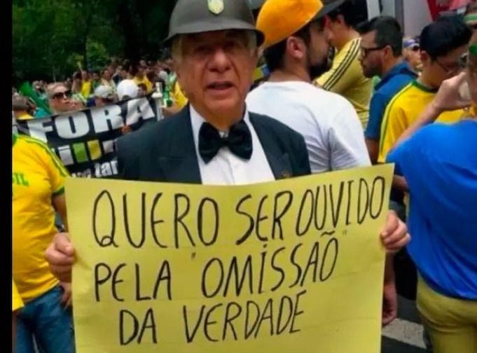 Carlos Alberto Augusto em 2016, durante protestos contra a então presidenta Dilma Rousseff 