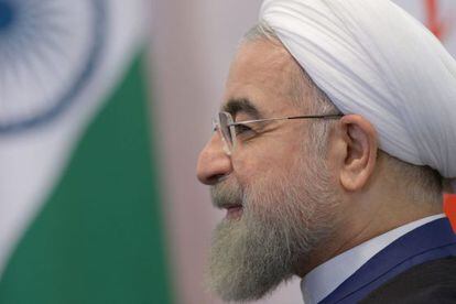 O presidente iraniano, Hassan Rouhani, na cúpula dos Brics, em Ufá, Rússia, em 9 de julho.