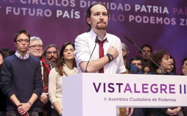 Pablo Iglesias, ao terminar ontem o Vistalegre II.