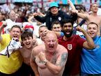 England fans celebrate after the Euro 2020 round of 16 soccer match between England and Germany at Wembley Stadium, in London, Tuesday June 29, 2021. (Nick Potts/PA via AP)