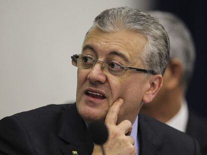 O presidente da Petrobras, Aldemir Bendine, nesta quarta-feira durante a apresentação dos resultados financeiros auditados de 2014.