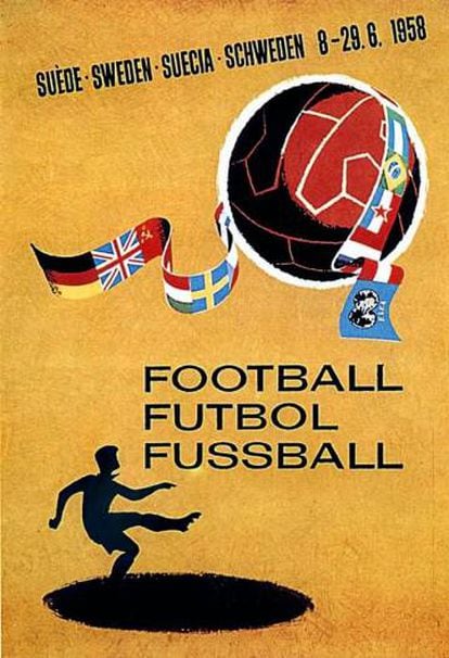 Pôster oficial da Copa do Mundo de 1958, na Suécia.