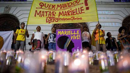 Manifestantes protestam para cobrar investigações sobre quem mandou matar Marielle Franco, no dia 1 de dezembro de 2019.