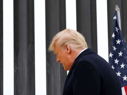 Donald Trump ao chegar a Alamo (Texas), onde se vangloriou dos quilômetros de muro construídos pelo seu Governo.