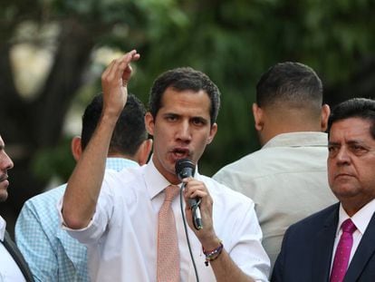 Juan Guaidó, na segunda-feira em Caracas